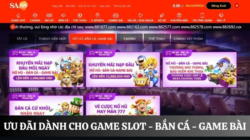 Khuyến mãi dành riêng cho game slot - bắn cá - game bài