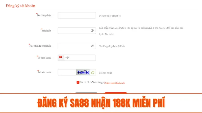 Đăng ký SA88 nhận 188K miễn phí