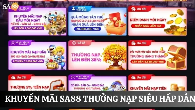 Các sự kiện thưởng nạp siêu hấp dẫn